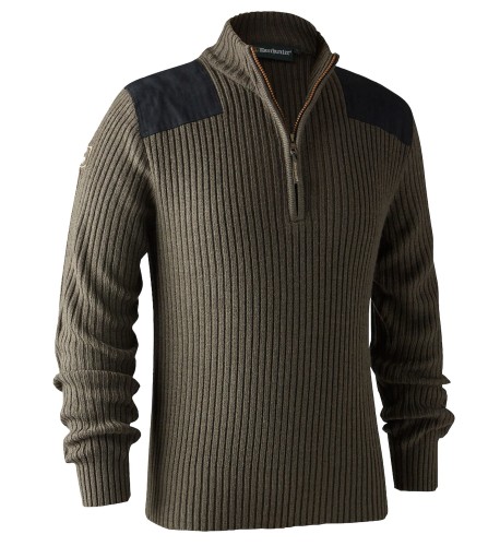 Deerhunter Rogaland Knit w. zip neck - rozpiany sweter akrylowy