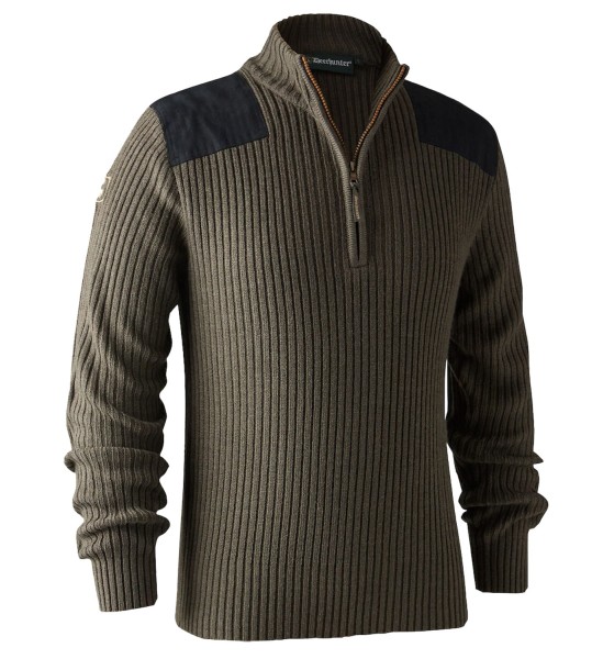 Rogaland Knit w. zip neck, kolor: 572 - Brown Leaf Melange