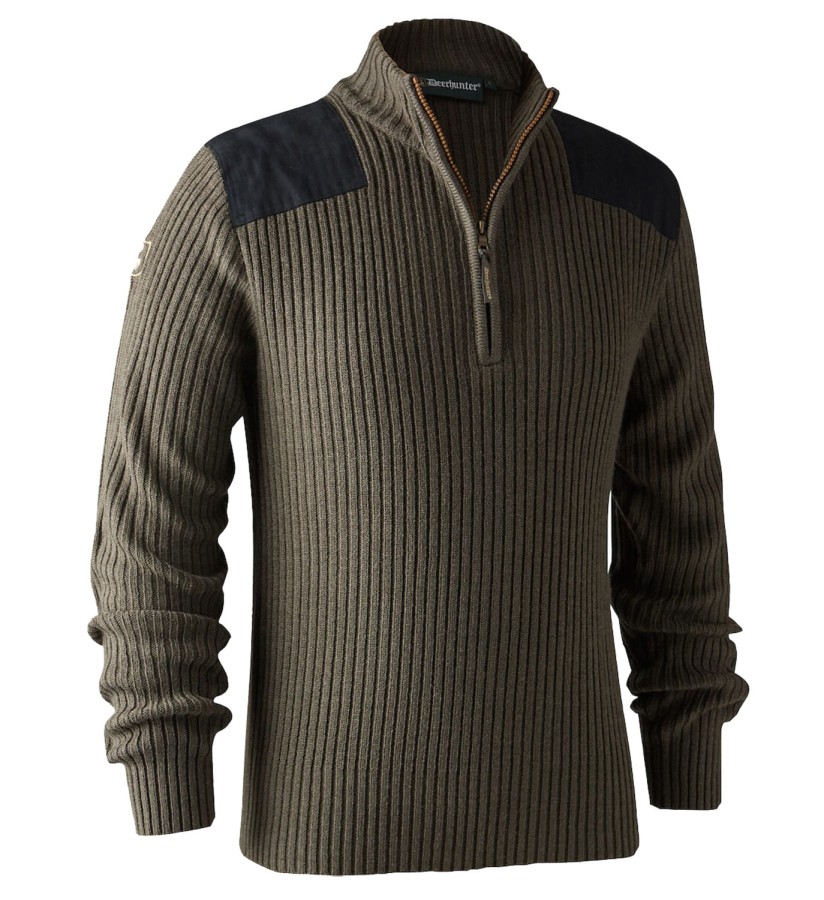 Rogaland Knit w. zip neck, kolor: 572 - Brown Leaf Melange