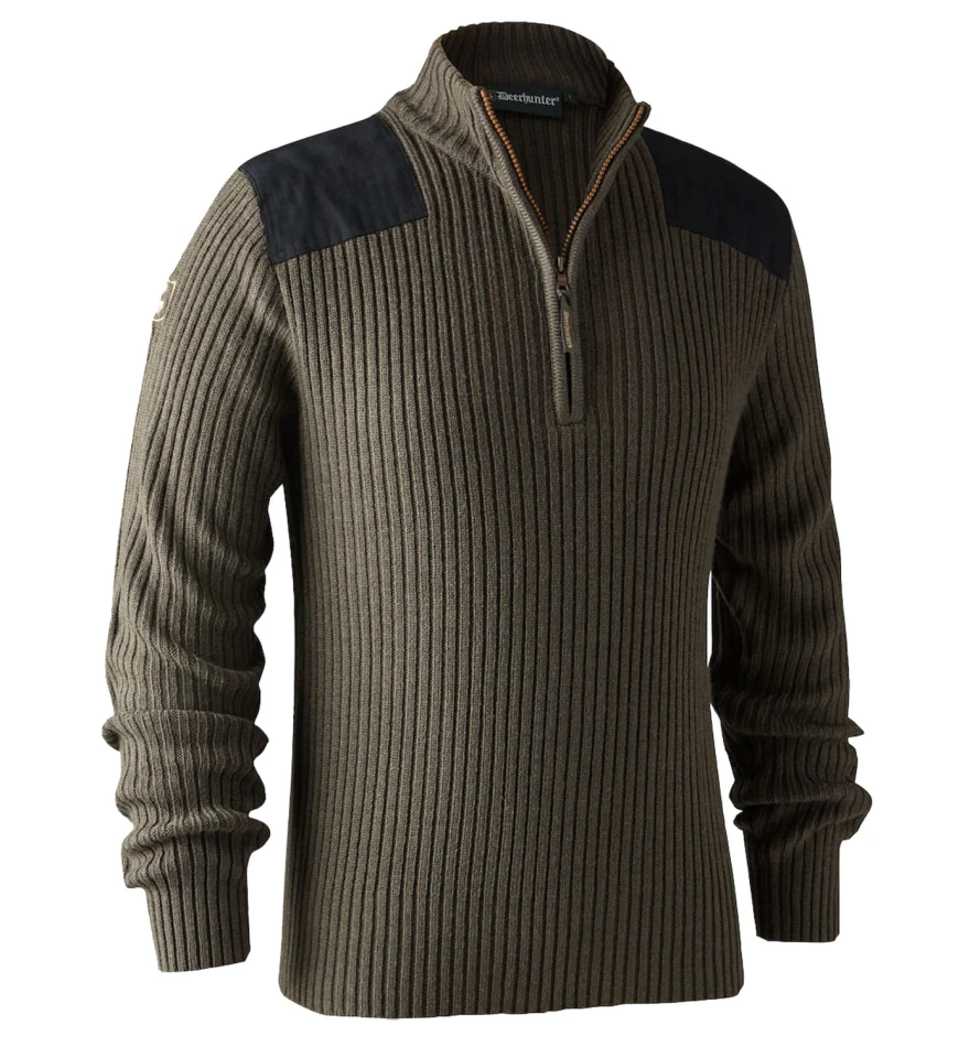 Rogaland Knit w. zip neck, kolor: 572 - Brown Leaf Melange