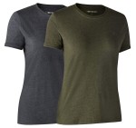 Ladies Basic Pack T-Shirt, kolor: 354 - Adventure Green Melange + 916 - Grey Melange - dwupak