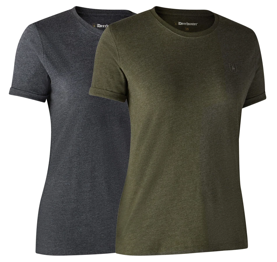 Ladies Basic Pack T-Shirt, kolor: 354 - Adventure Green Melange + 916 - Grey Melange - dwupak