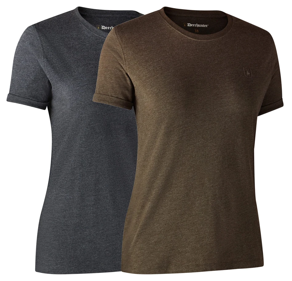 Ladies Basic Pack T-Shirt, kolor: 572 - Brown Leaf Melange + 916 - Grey Melange