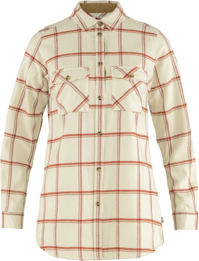 Fjallraven Ovik Twill Shirt LS W, kolor: 113-321 - Chalk White-Cabin Red