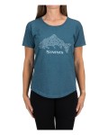 Wms Floral Trout T-Shirt, kolor: 861 - Steel Blue Heather