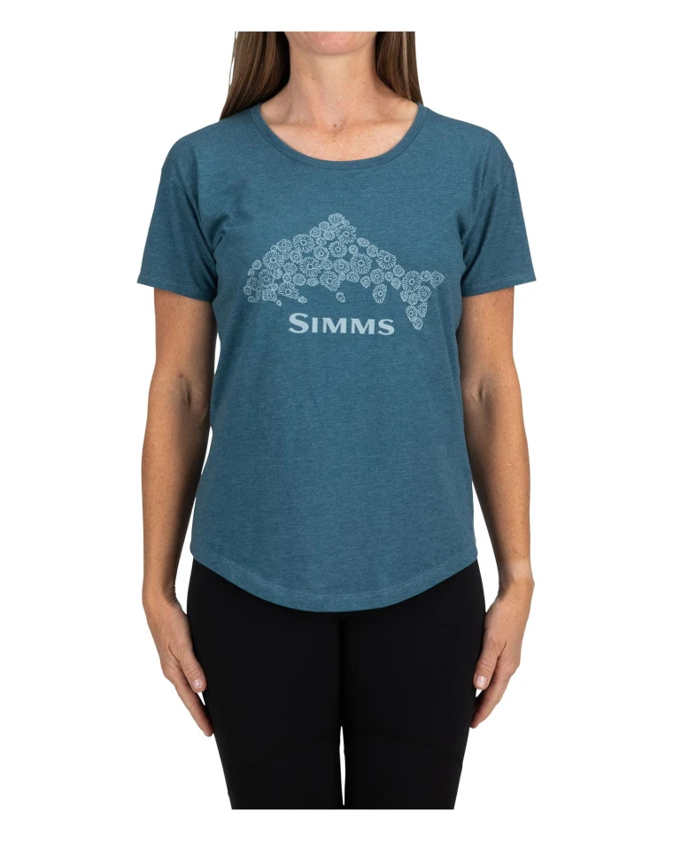 Wms Floral Trout T-Shirt, kolor: 861 - Steel Blue Heather