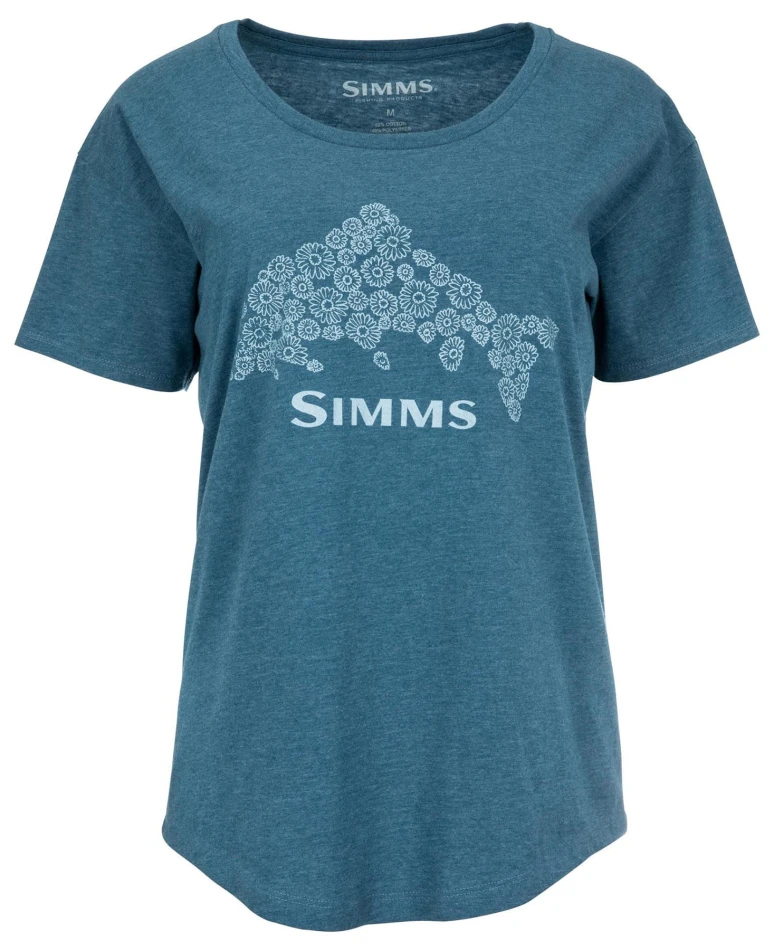 Wms Floral Trout T-Shirt, kolor: 861 - Steel Blue Heather