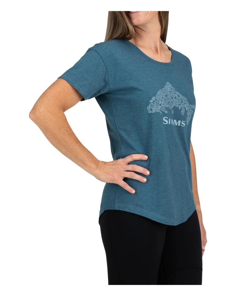 Wms Floral Trout T-Shirt, kolor: 861 - Steel Blue Heather