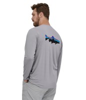 M's L/S Cap Cool Daily Fish Graphic, kolor:  Fitz Roy Trout - Salt Grey