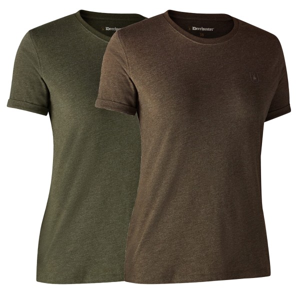 Ladies Basic Pack T-Shirt, kolor: 354 - Adventure Green Melange / 572 - Brown Leaf Melange