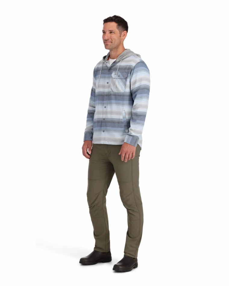 Santee Flannel Hoody: 526 - Navy/Storm/Steel Blue Stripe