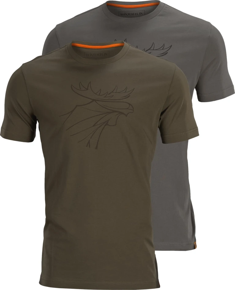 Harkila Graphic T-shirt 2-Pack, kolor: Willow Green-Grey