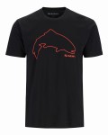 Trout Outline T-shirt, kolor: 001 - Black - 1