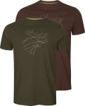 Harkila Graphic T-shirt 2-Pack, kolor:  Willow Green/Burgundy
