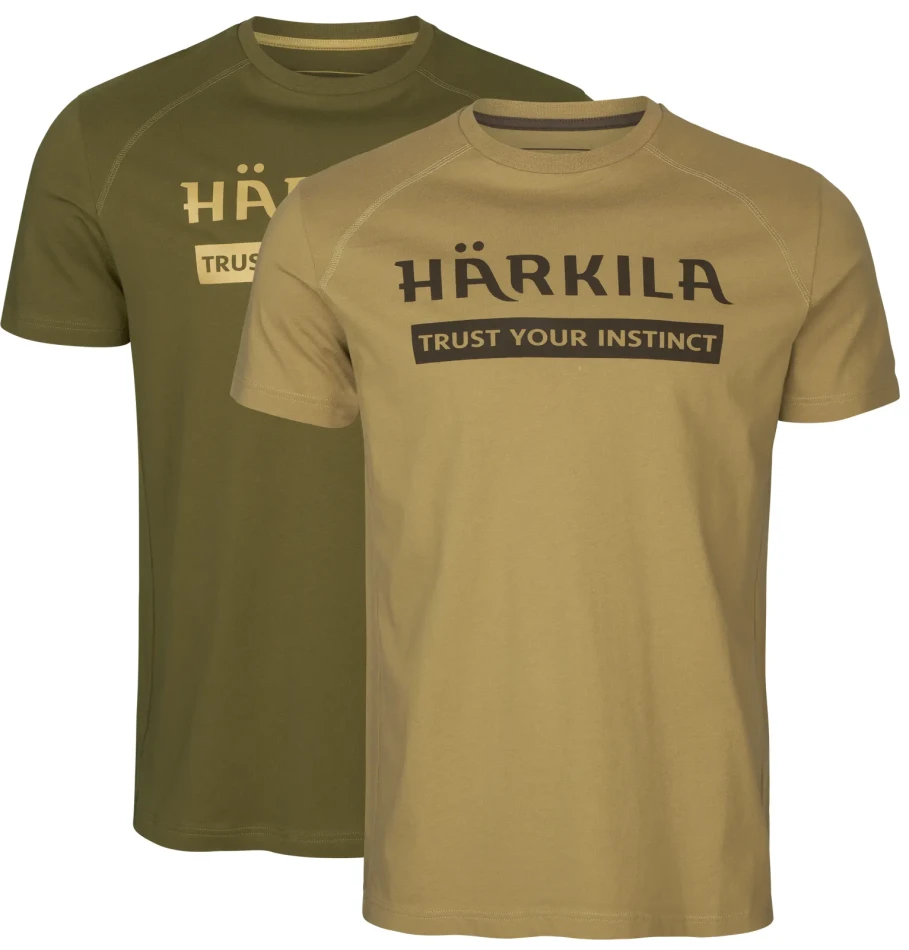 Harkila Logo T-Shirt, kolor: Antique Sand/Dark Olive