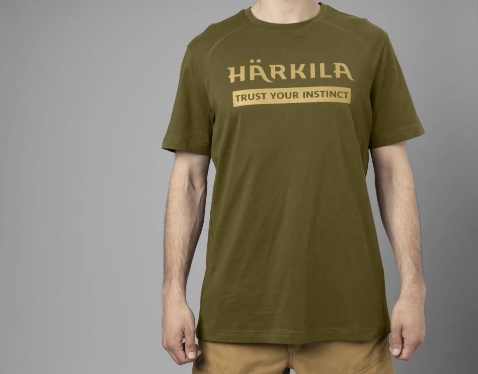 Harkila Logo T-Shirt, kolor: Antique Sand/Dark Olive