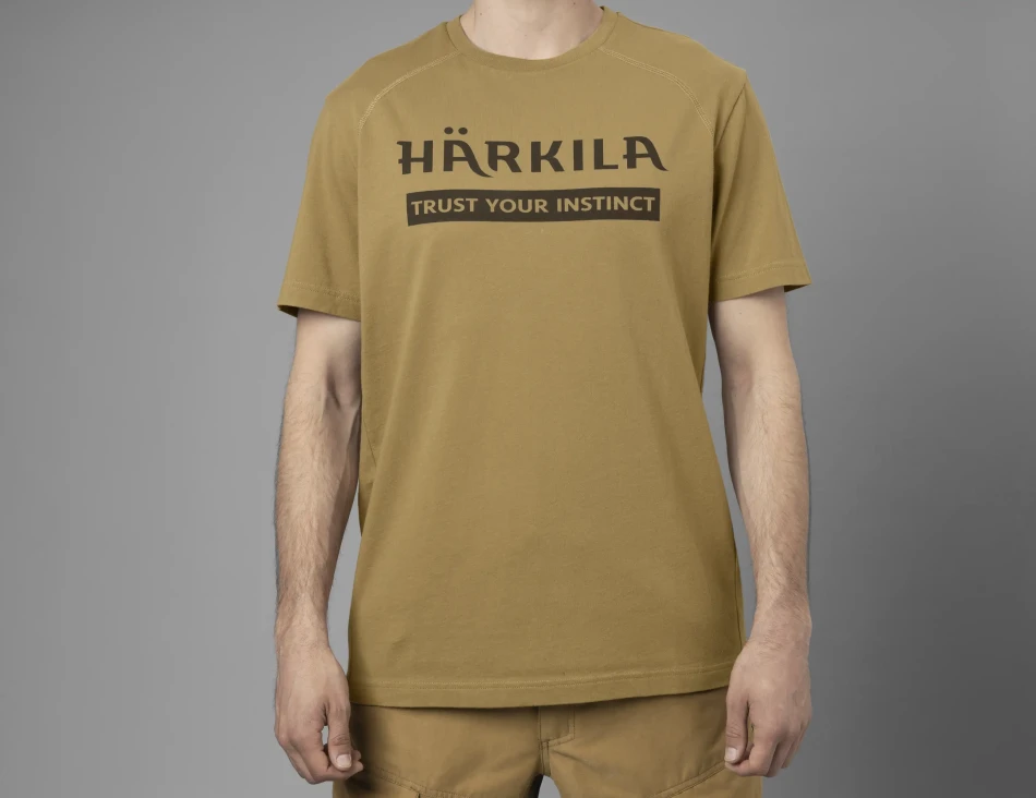 Harkila Logo T-Shirt, kolor: Antique Sand/Dark Olive
