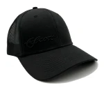 All Black out Mesh Hat with Black 3d Script