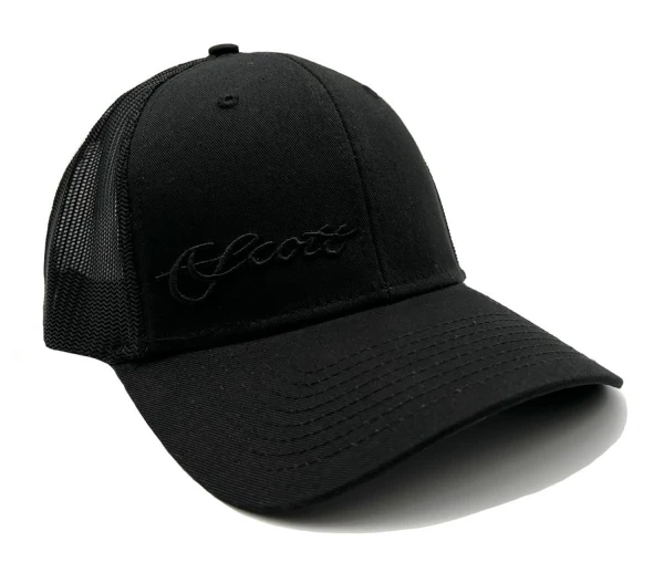 All Black out Mesh Hat with Black 3d Script