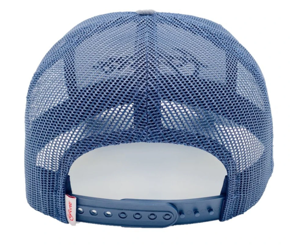 Navy Blue Mesh Hat w Grey Scott Script