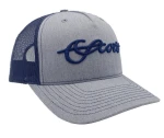 Navy Blue Mesh Hat w Grey Scott Script