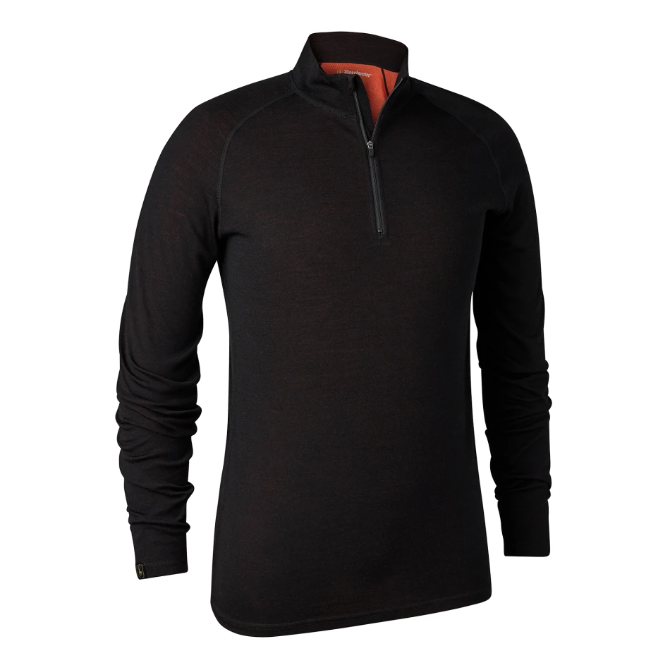 Quinn Merino 1/2 Zip Undershirt, kolor: 992 - Black Oak