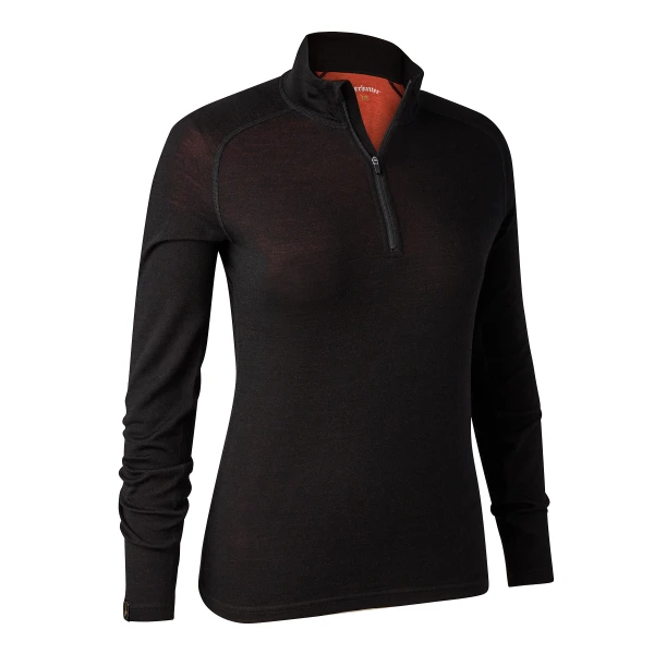 Lady Merino 1/2-Zip Undershirt, kolor: 992 - Black Oak