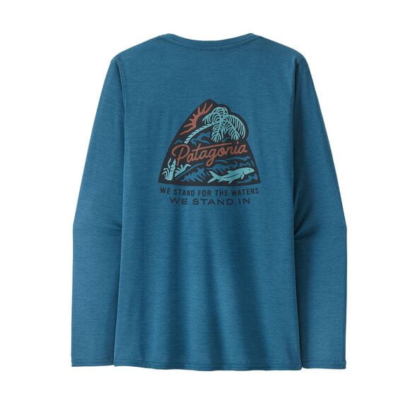 Women's Long-Sleeved Capilene Cool Daily Graphic Shirt - Waters, kolor: Wavy Blue