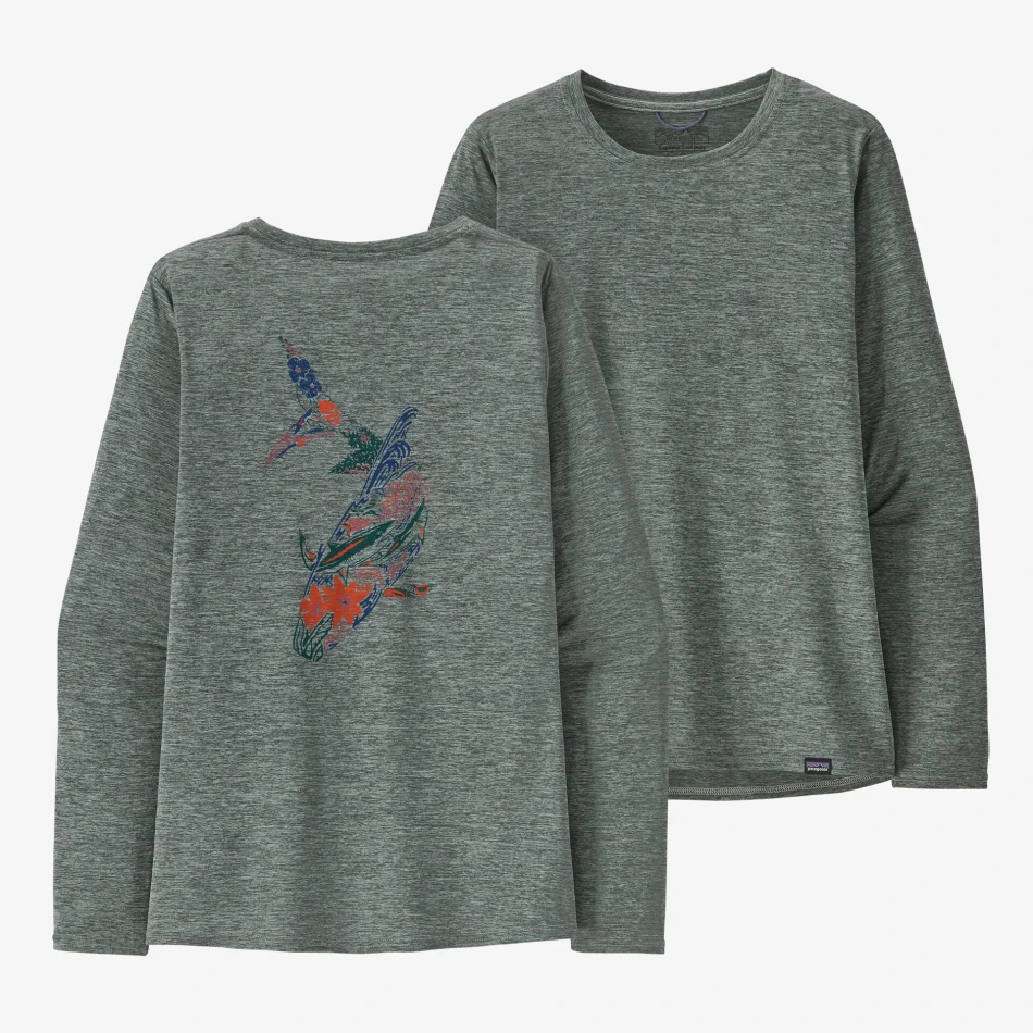 Women's Long-Sleeved Capilene Cool Daily Graphic Shirt - Waters, kolor: Sleet Green