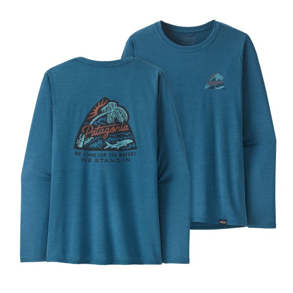 Women's Long-Sleeved Capilene Cool Daily Graphic Shirt - Waters, kolor: Wavy Blue