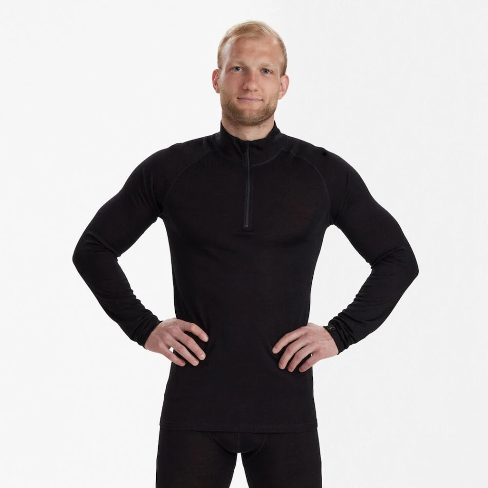 Quinn Merino 1/2 Zip Undershirt, kolor: 992 - Black Oak