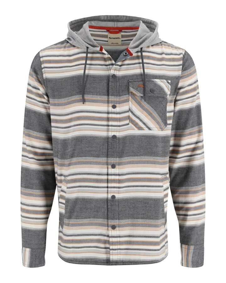 Santee Flannel Hoody: 1208 - Black / Slate Blanket Stripe