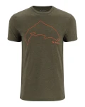 Trout Outline T-shirt, kolor: 1274 - Loden Heather - 1