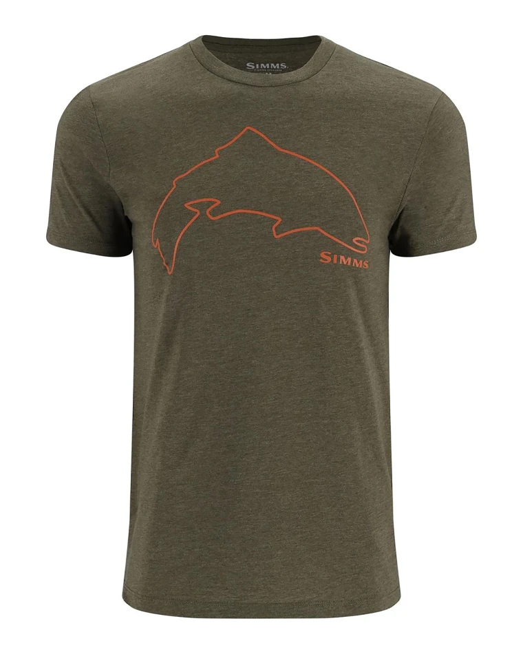 Trout Outline T-shirt, kolor: 1274 - Loden Heather - 1